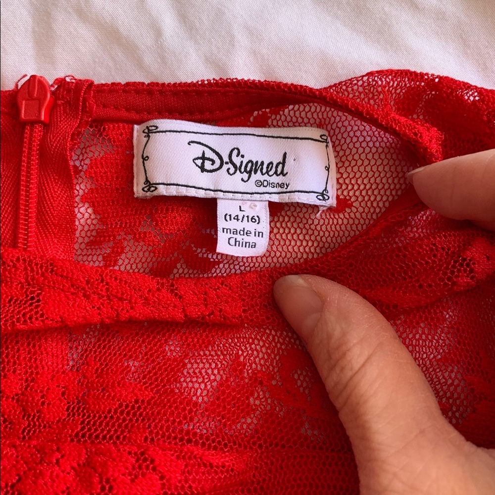 D-Signed Disney Coco Girls Red Lace Dress Velvet - Picture 4 of 4
